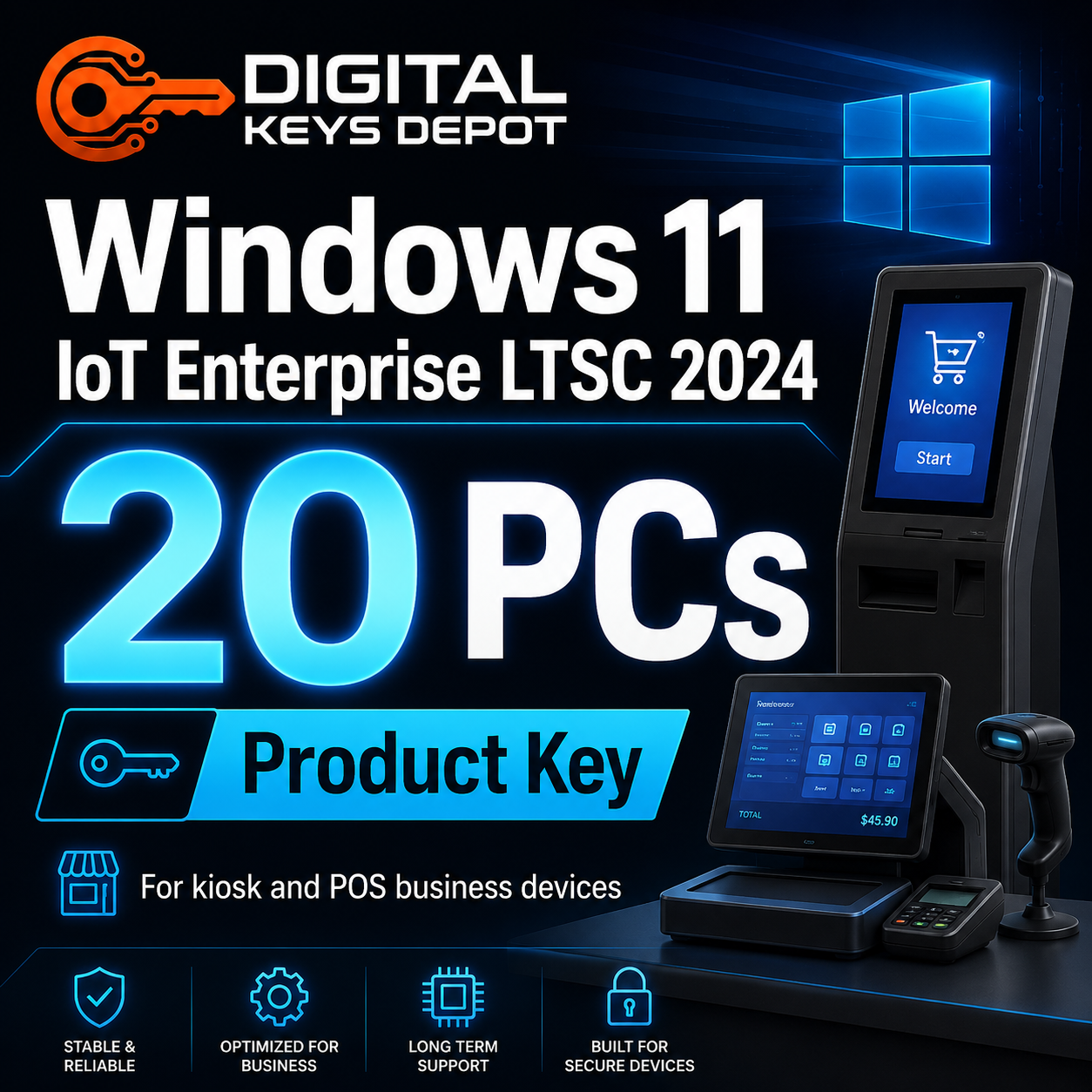 Microsoft Windows 11 IoT Enterprise LTSC 2024 key for kiosk and POS business devices