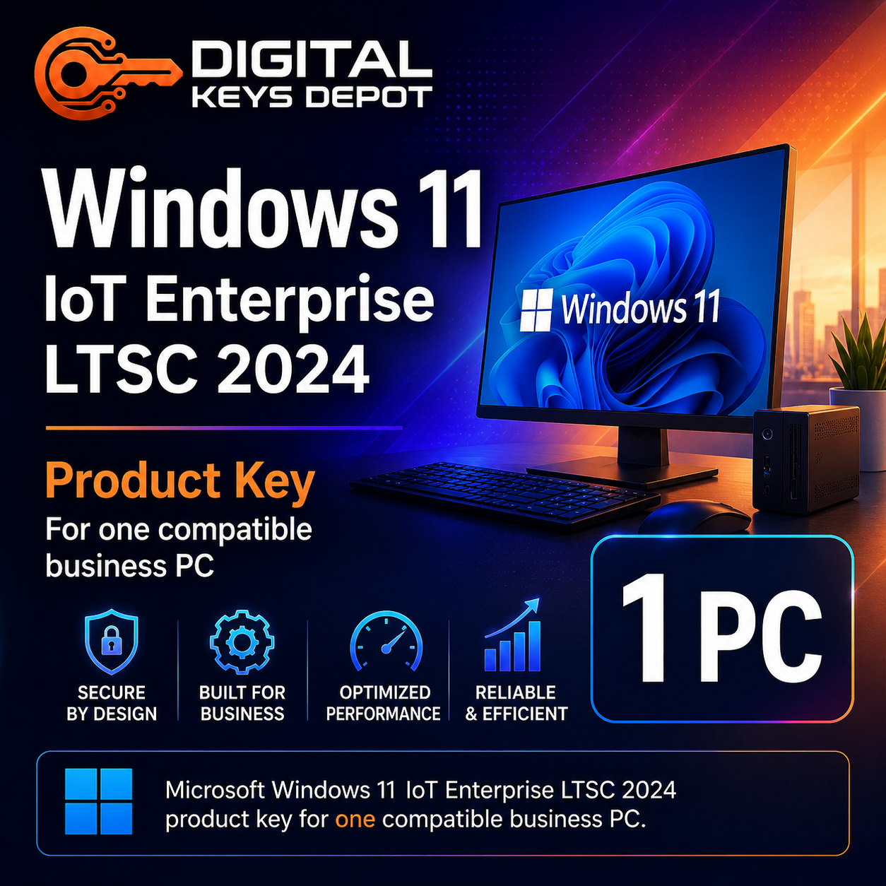 Microsoft Windows 11 IoT Enterprise LTSC 2024 product key for one compatible business PC
