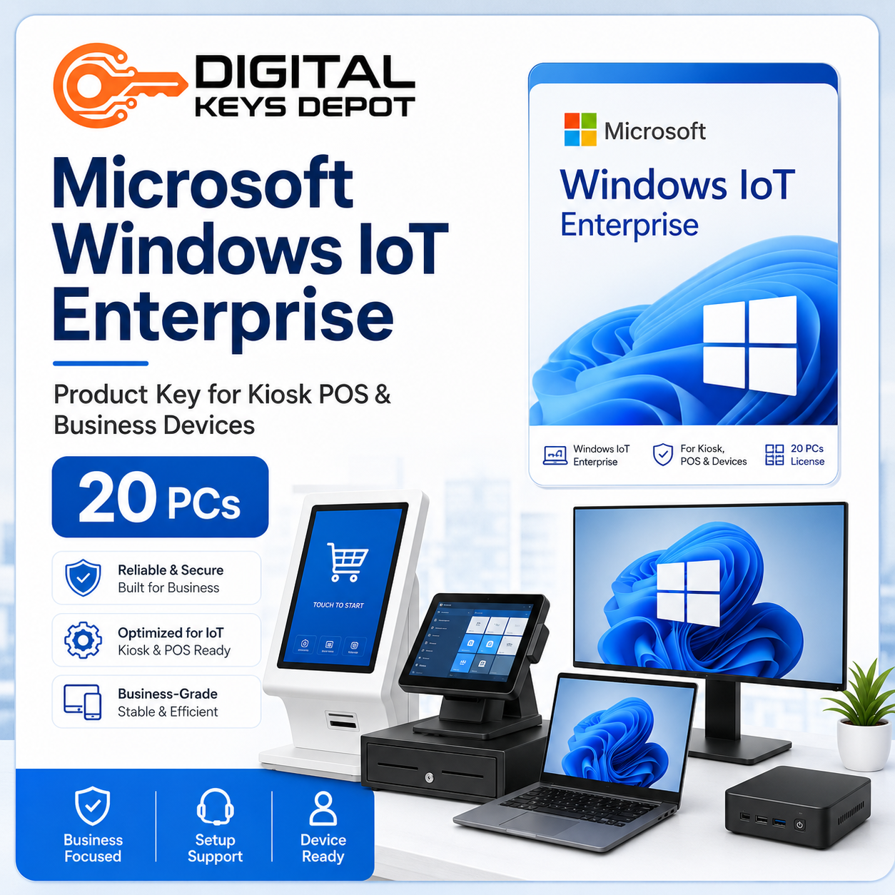 Microsoft Windows IoT Enterprise product key for kiosk POS and business device setup