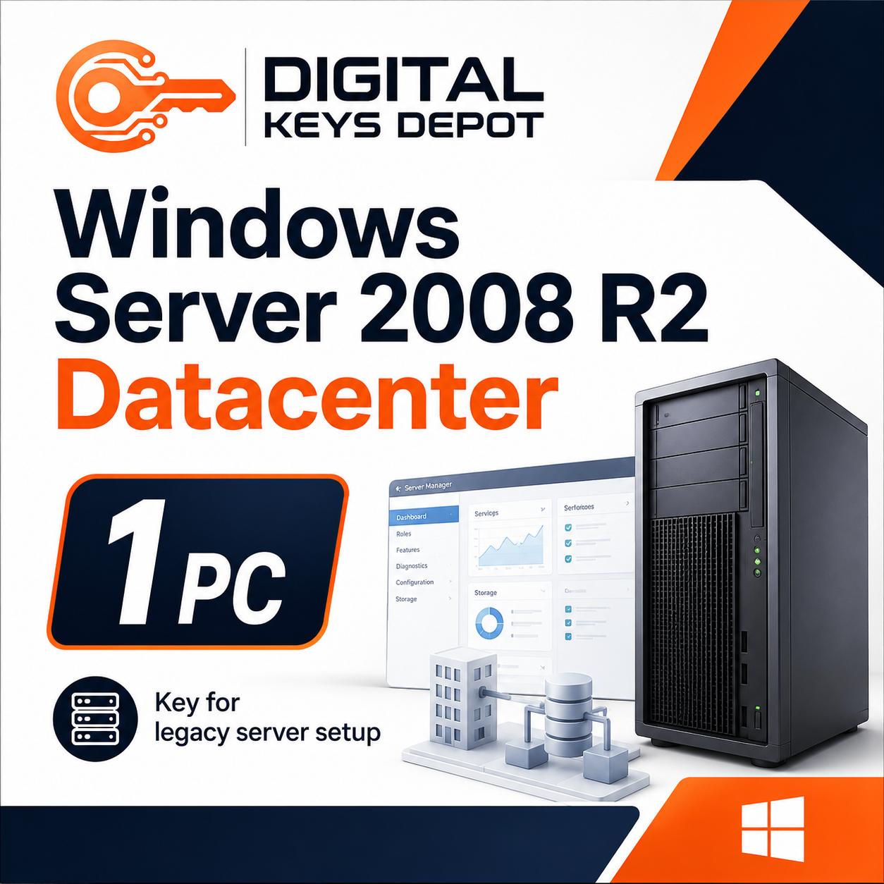 Microsoft Windows Server 2008 R2 Datacenter key for legacy server setup