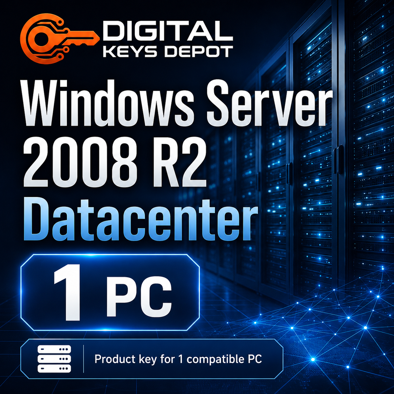 Microsoft Windows Server 2008 R2 Datacenter product key for 1 compatible PC