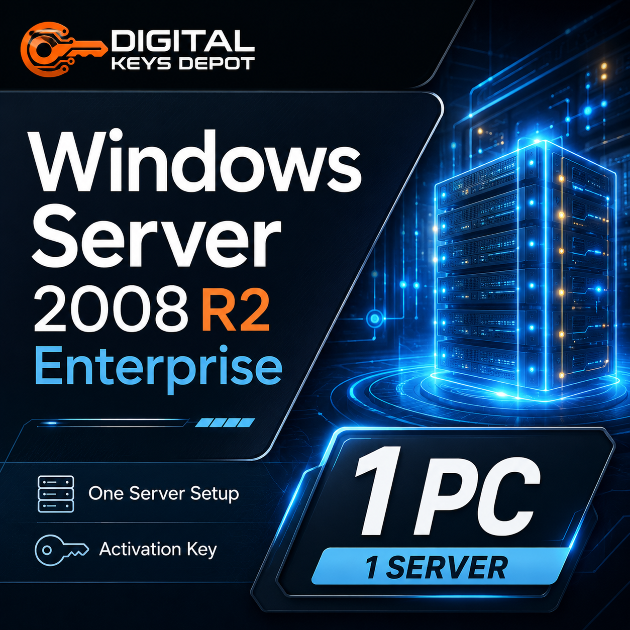 Microsoft Windows Server 2008 R2 Enterprise activation key for one server setup