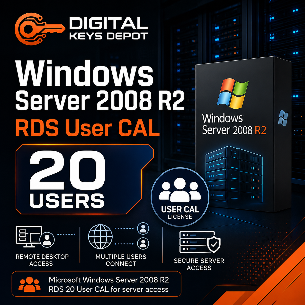 Microsoft Windows Server 2008 R2 RDS 20 User CAL for server access