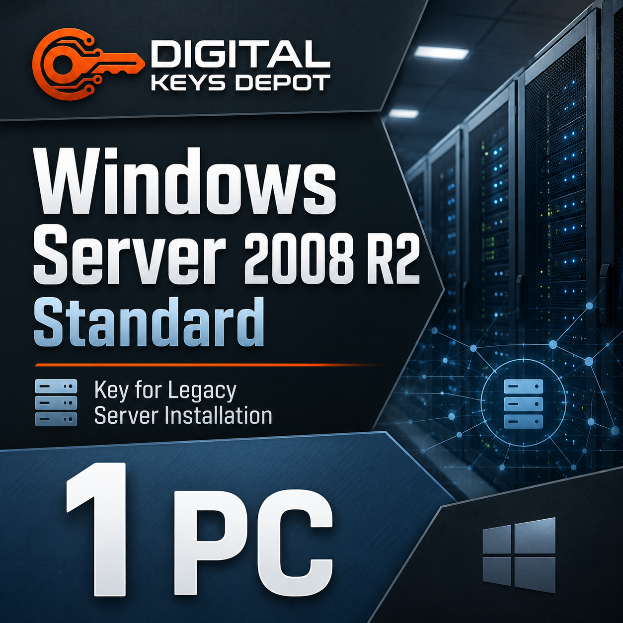 Microsoft Windows Server 2008 R2 Standard key for legacy server installation