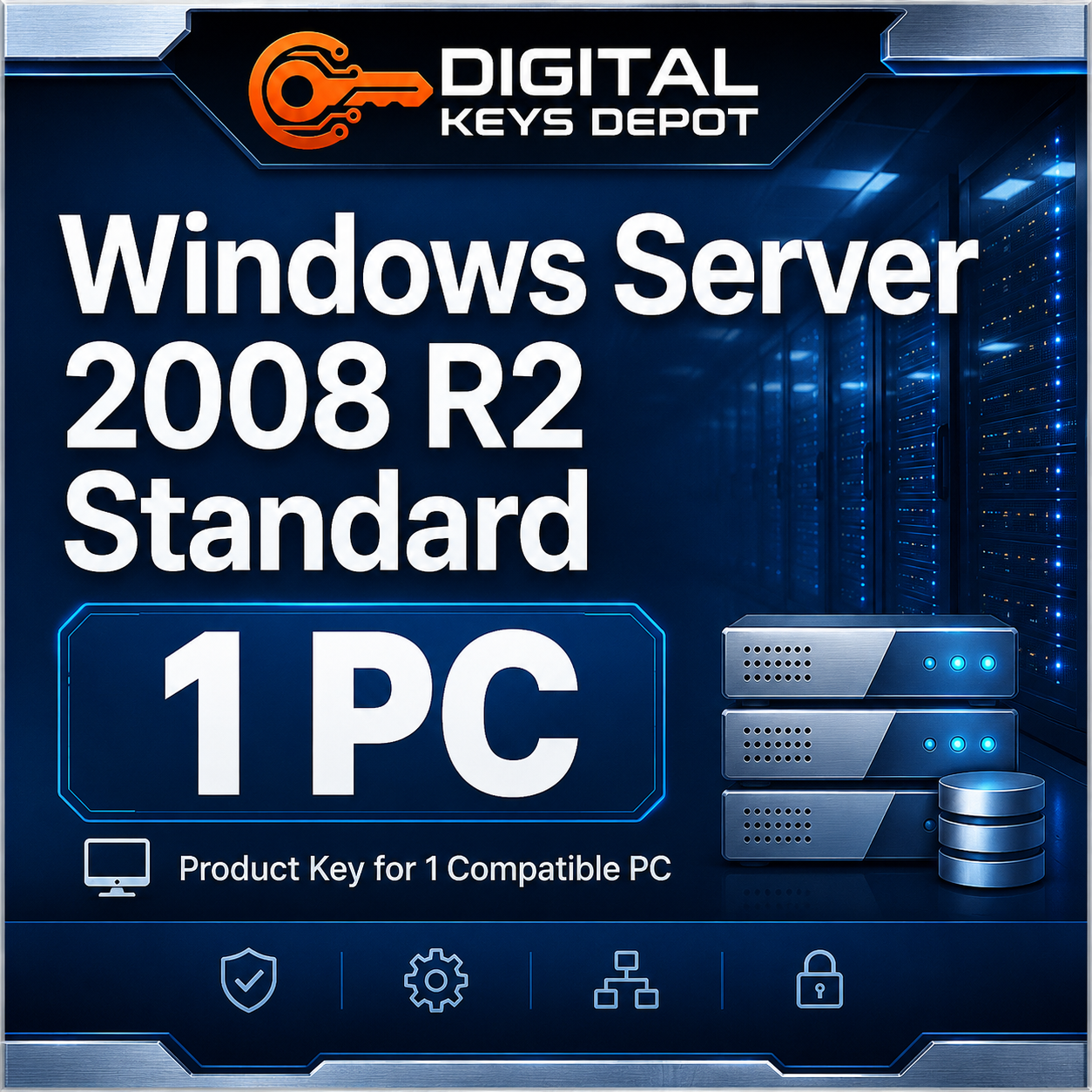 Microsoft Windows Server 2008 R2 Standard product key for 1 compatible PC