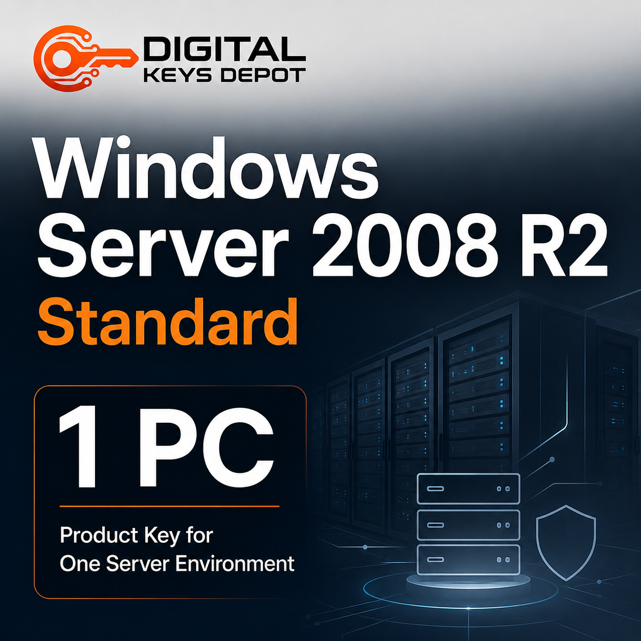 Microsoft Windows Server 2008 R2 Standard product key for one server environment
