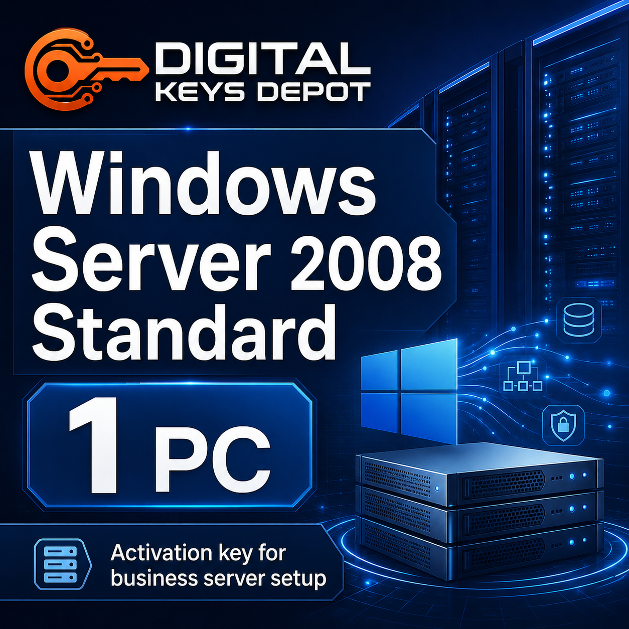 Microsoft Windows Server 2008 Standard activation key for business server setup