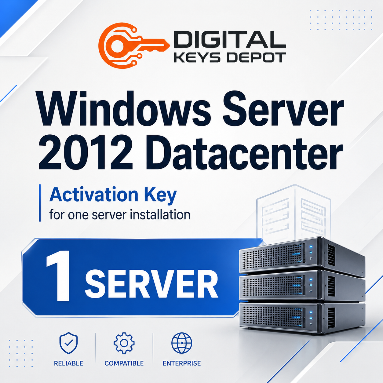 Microsoft Windows Server 2012 Datacenter activation key for one server installation