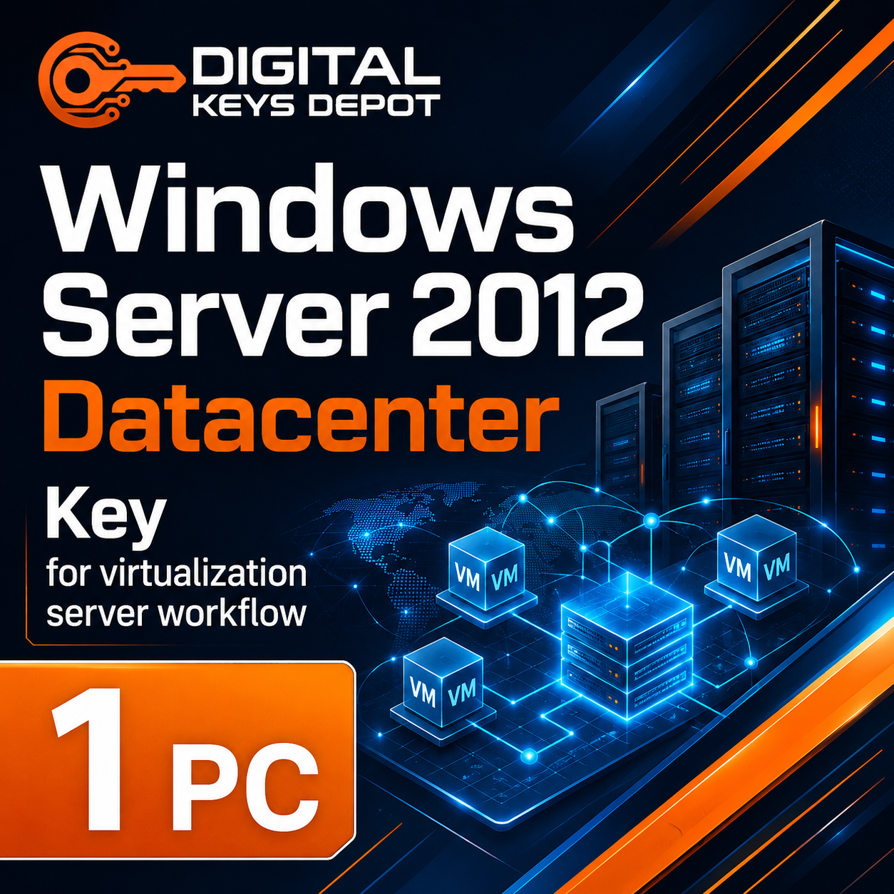 Microsoft Windows Server 2012 Datacenter key for virtualization server workflow
