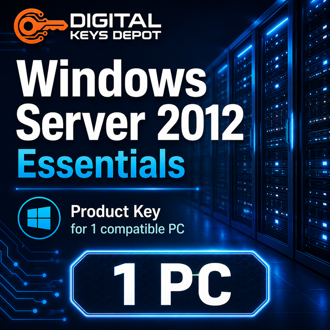 Microsoft Windows Server 2012 Essentials product key for 1 compatible PC Microsoft Windows Server 2012 Essentials product key for 1 compatible PC
