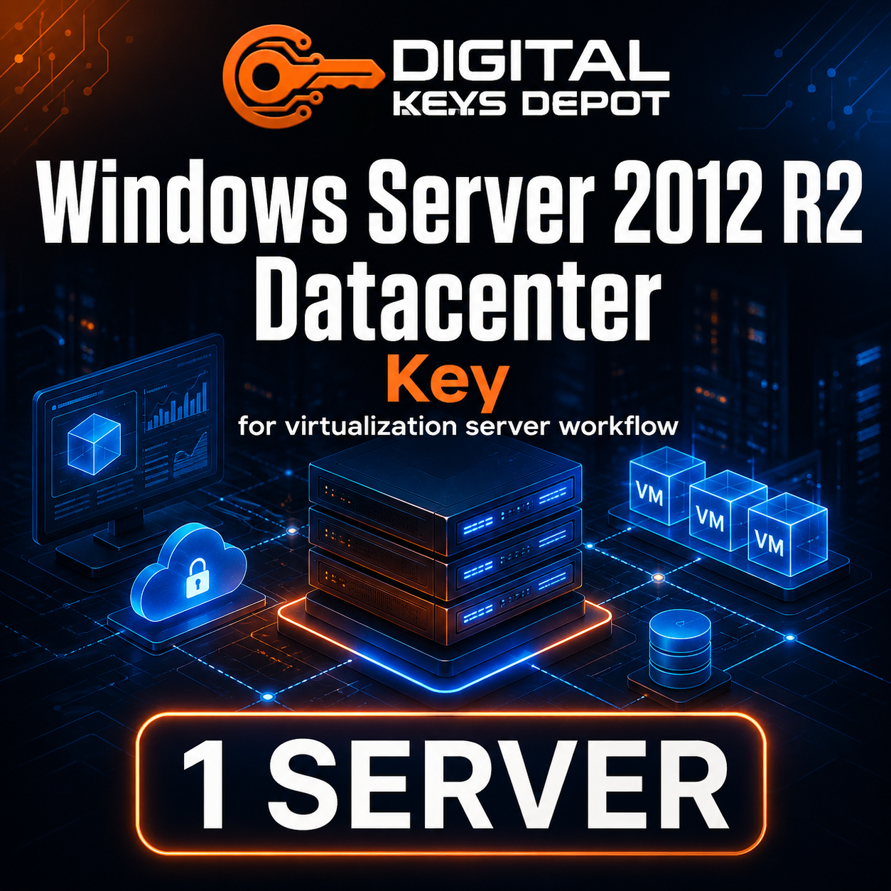 Microsoft Windows Server 2012 R2 Datacenter key for virtualization server workflow