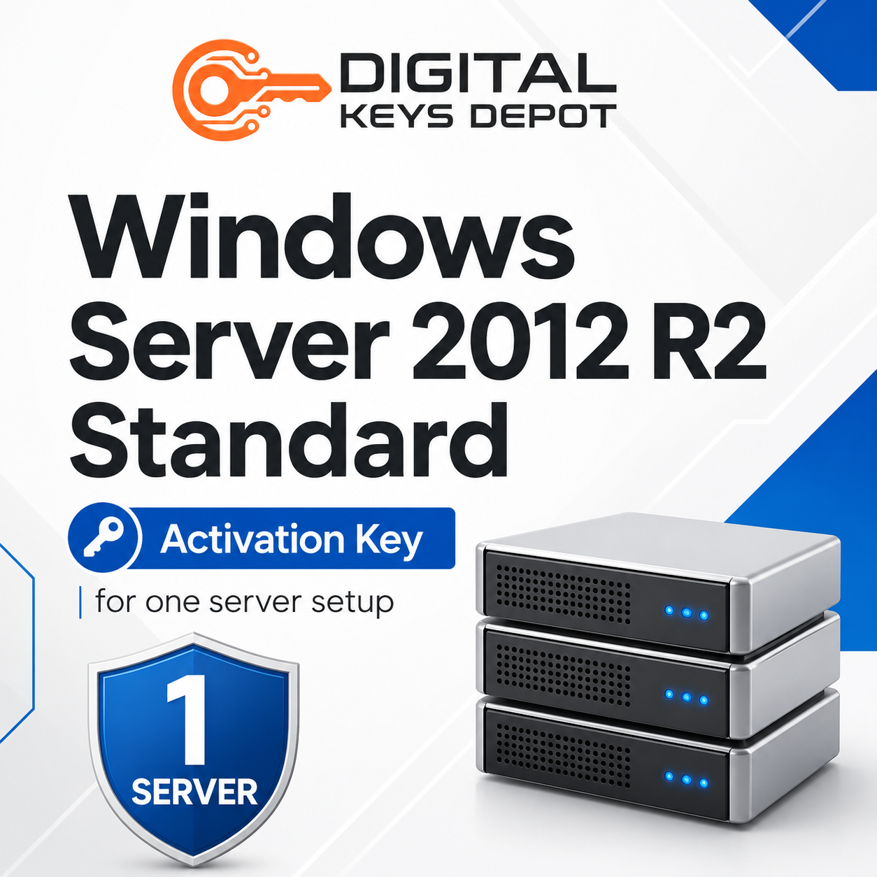 Microsoft Windows Server 2012 R2 Standard activation key for one server setup