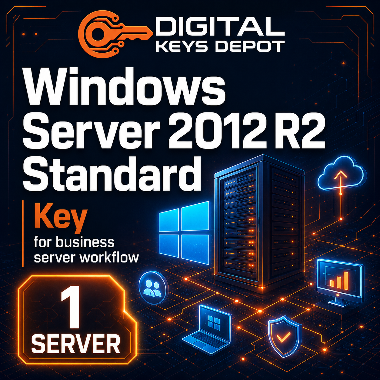 Microsoft Windows Server 2012 R2 Standard key for business server workflow