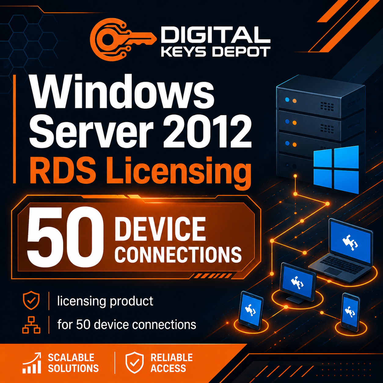 Microsoft Windows Server 2012 RDS licensing product for 50 device connections Microsoft Windows Server 2012 RDS licensing product for 50 device connections