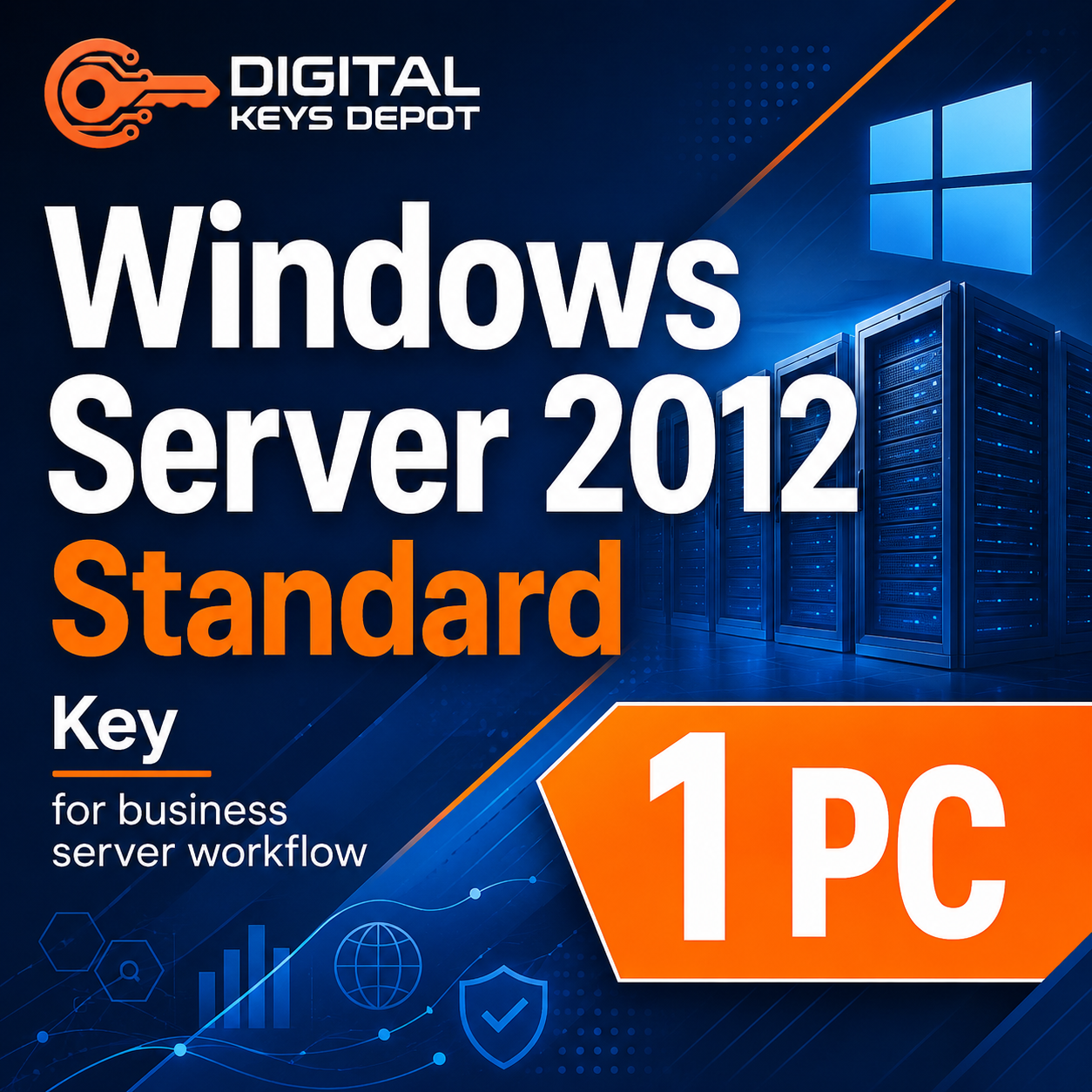 Microsoft Windows Server 2012 Standard key for business server workflow