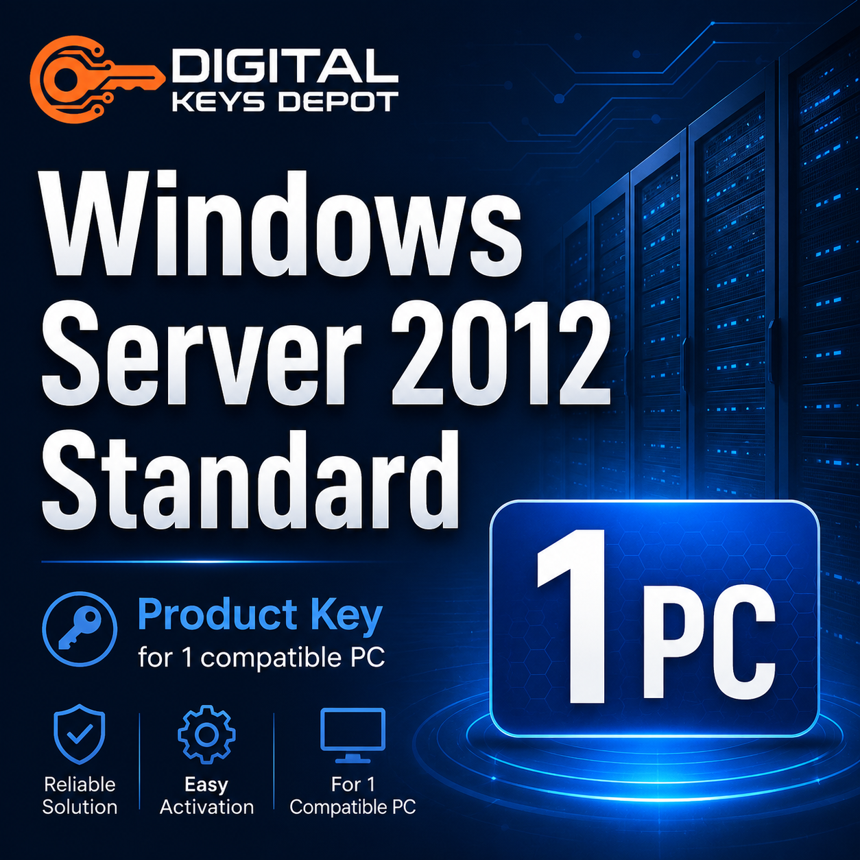 Microsoft Windows Server 2012 Standard product key for 1 compatible PC