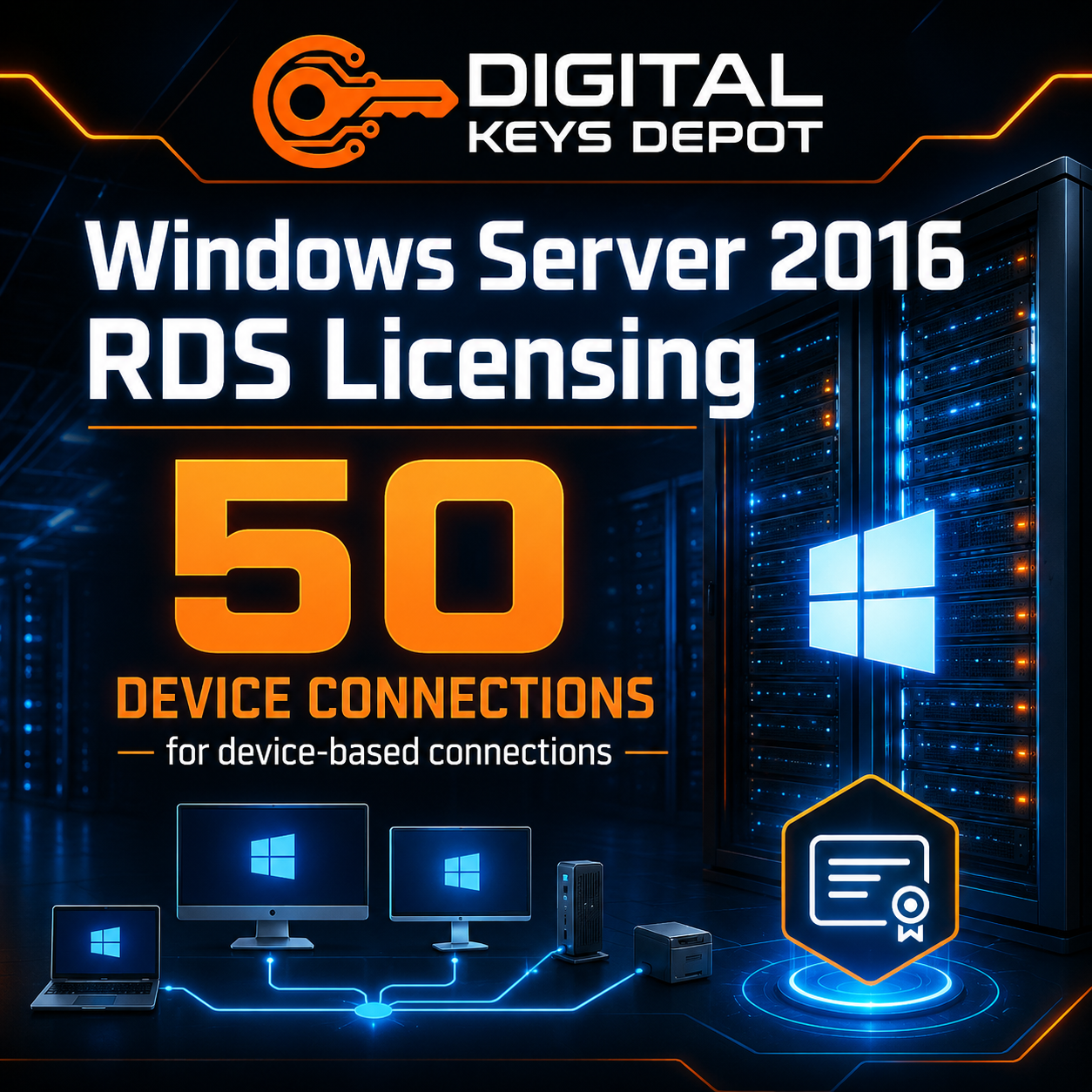 Microsoft Windows Server 2016 RDS licensing for 50 device-based connections Microsoft Windows Server 2016 RDS licensing for 50 device-based connections