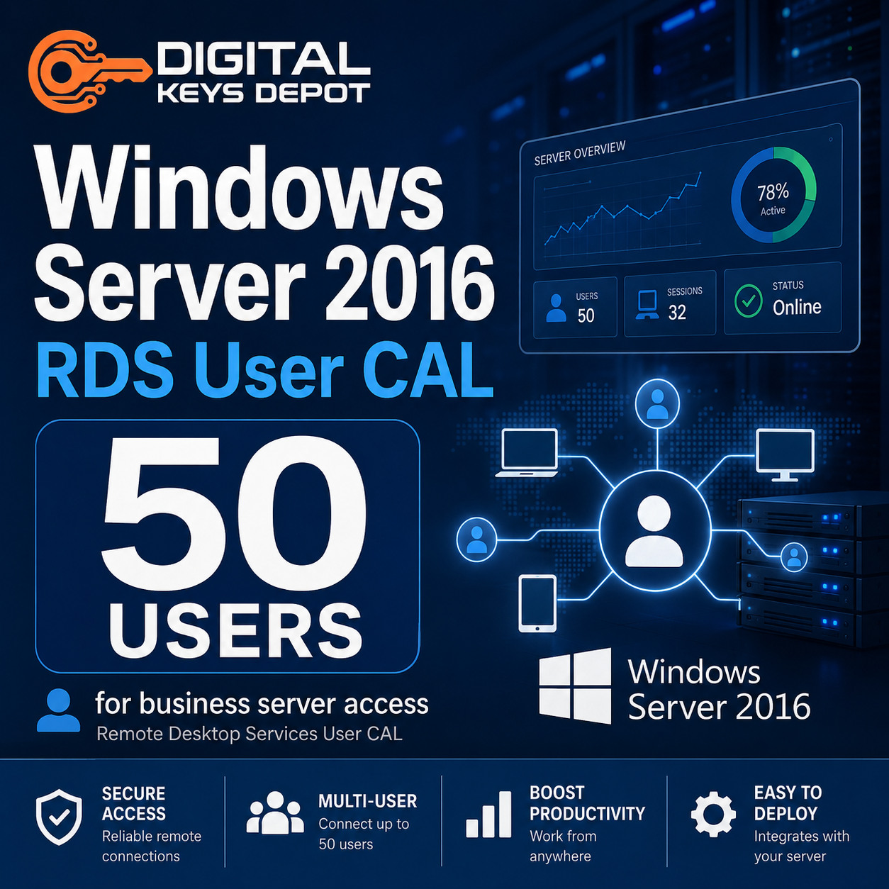Microsoft Windows Server 2016 Remote Desktop Services User CAL for business server access Microsoft Windows Server 2016 Remote Desktop Services User CAL for business server access
