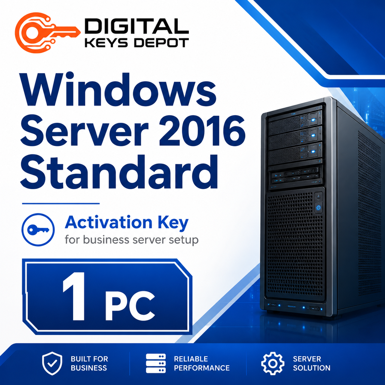 Microsoft Windows Server 2016 Standard activation key for business server setup (1 PC)