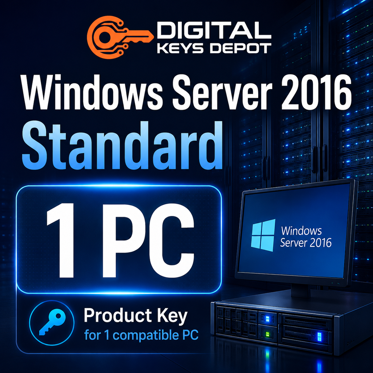 Microsoft Windows Server 2016 Standard product key for 1 compatible PC