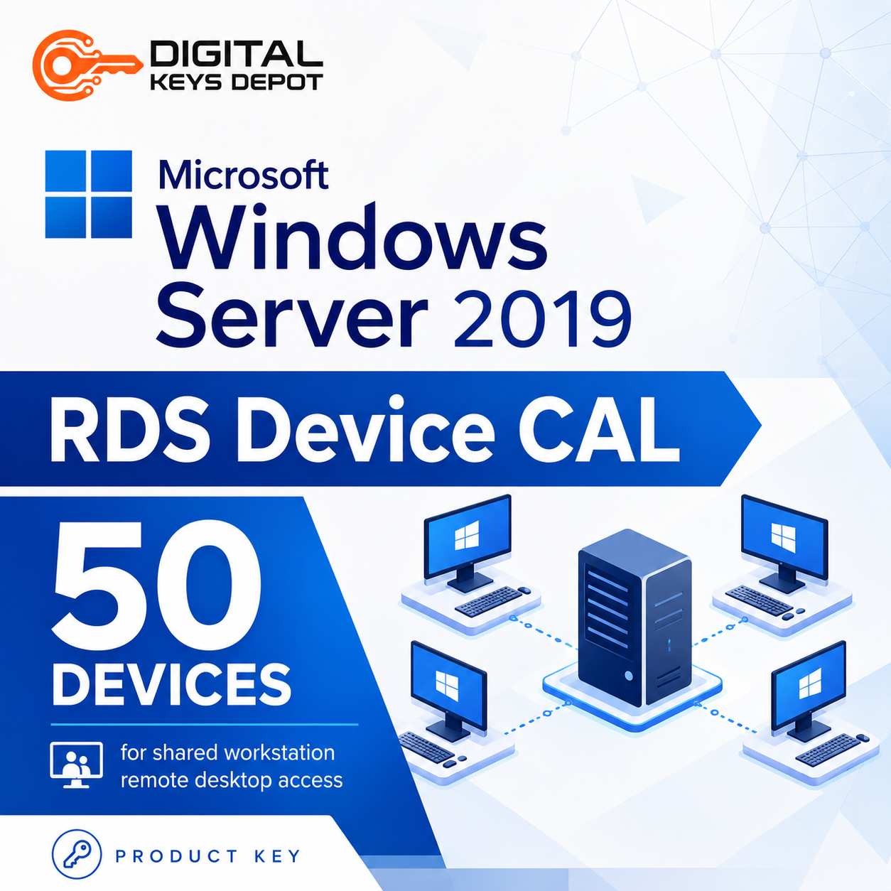 Microsoft Windows Server 2019 RDS Device CAL for shared workstation remote desktop access
