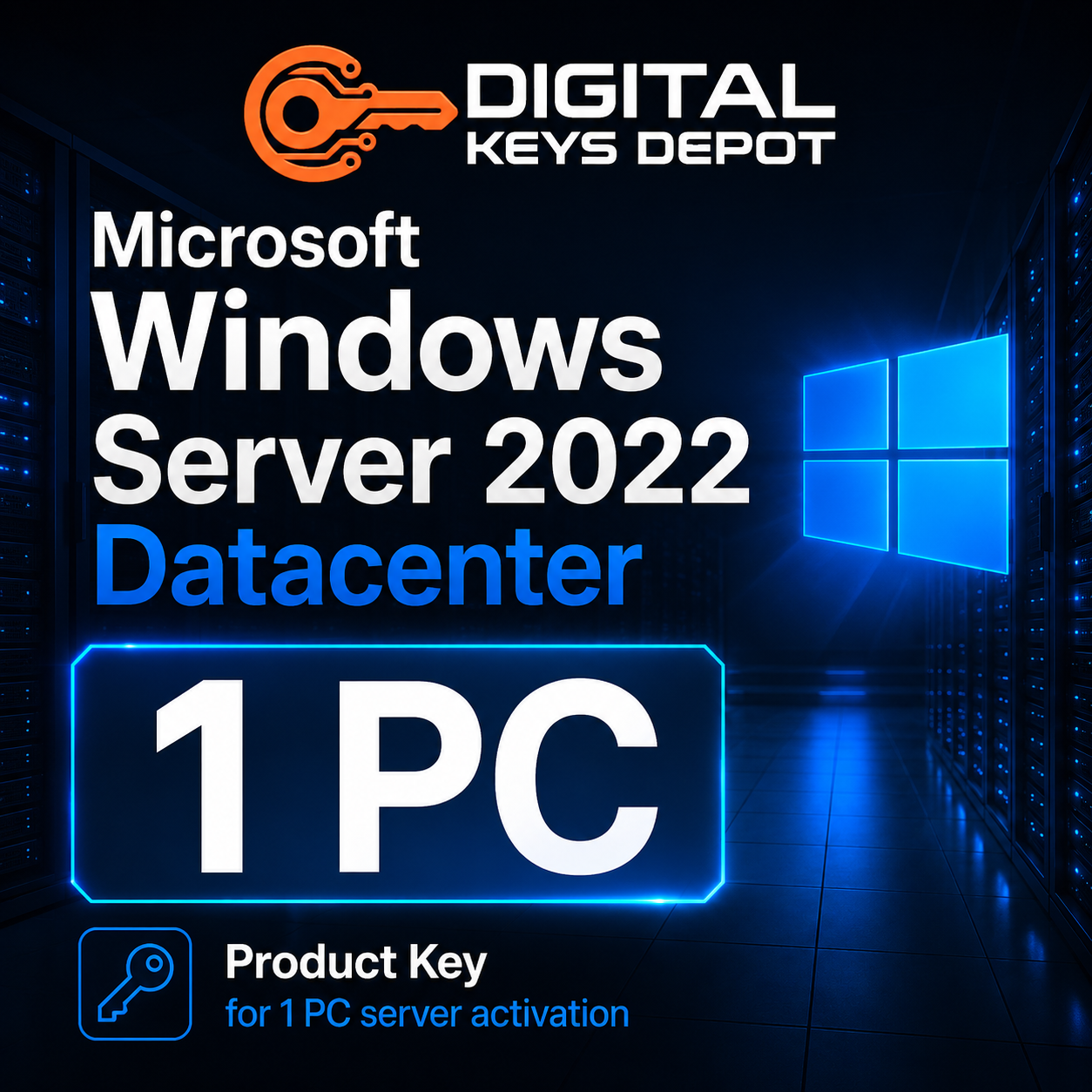 Microsoft Windows Server 2022 Datacenter product key for 1 PC server activation