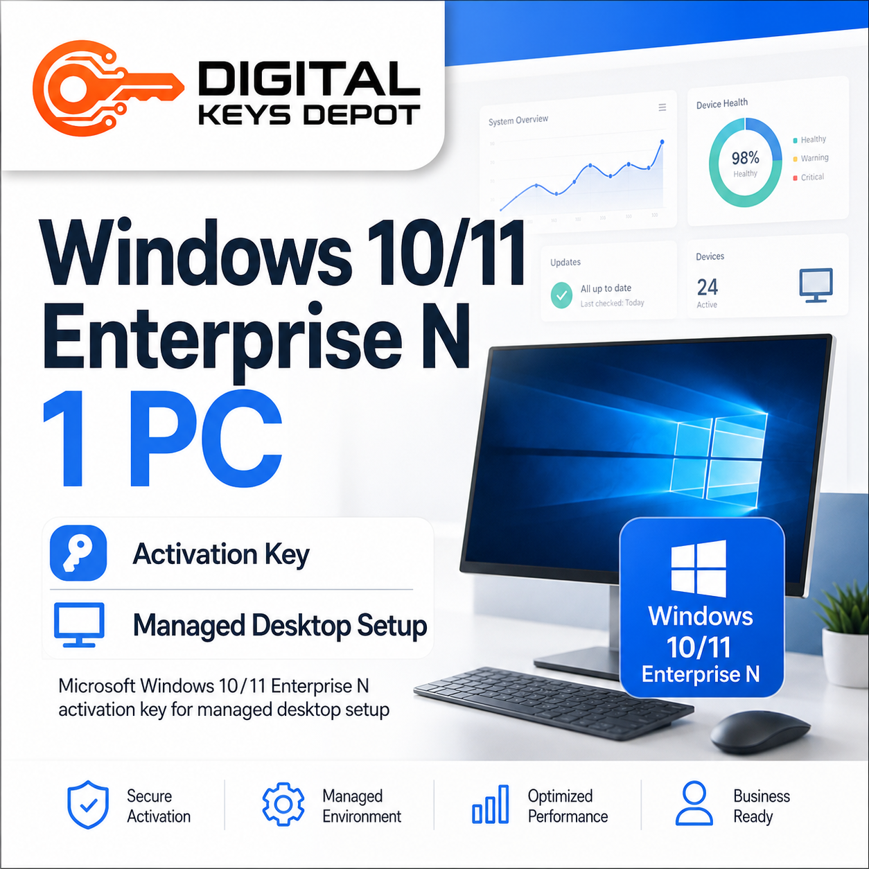 Windows 10/11 Enterprise N activation key for managed desktop setup