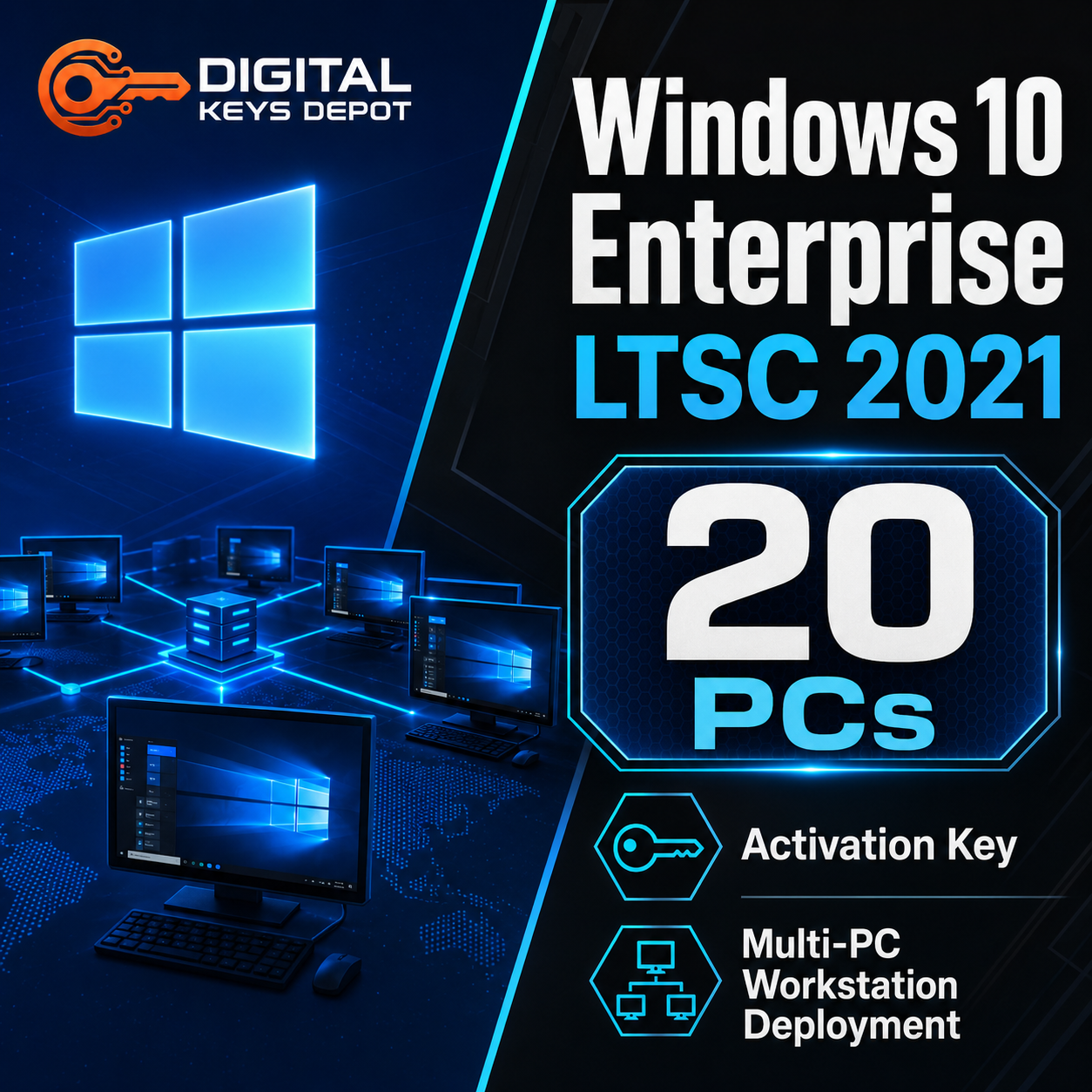 Windows 10 Enterprise LTSC 2021 activation key for multi-PC workstation deployment