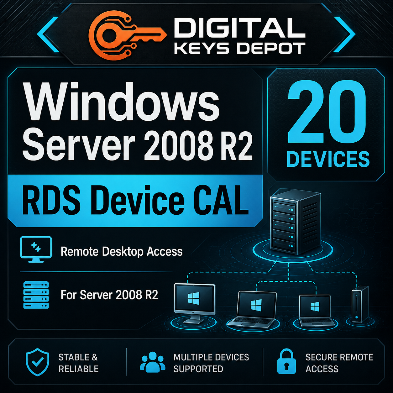 Windows Server 2008 R2 RDS Device CAL 20 devices for Windows Server 2008 R2 remote desktop access