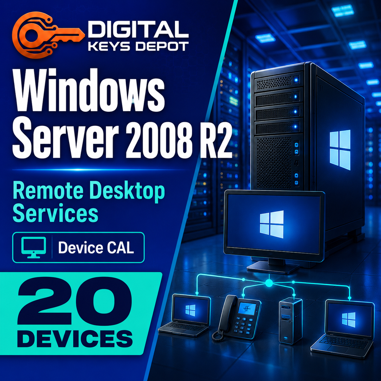 Windows Server 2008 R2 Remote Desktop Services Device CAL 20 pack for Server 2008 R2 environment