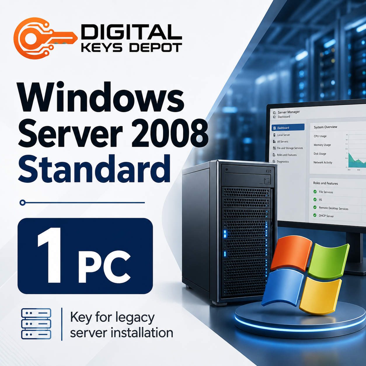 Windows Windows Server 2008 Standard key for legacy server installation